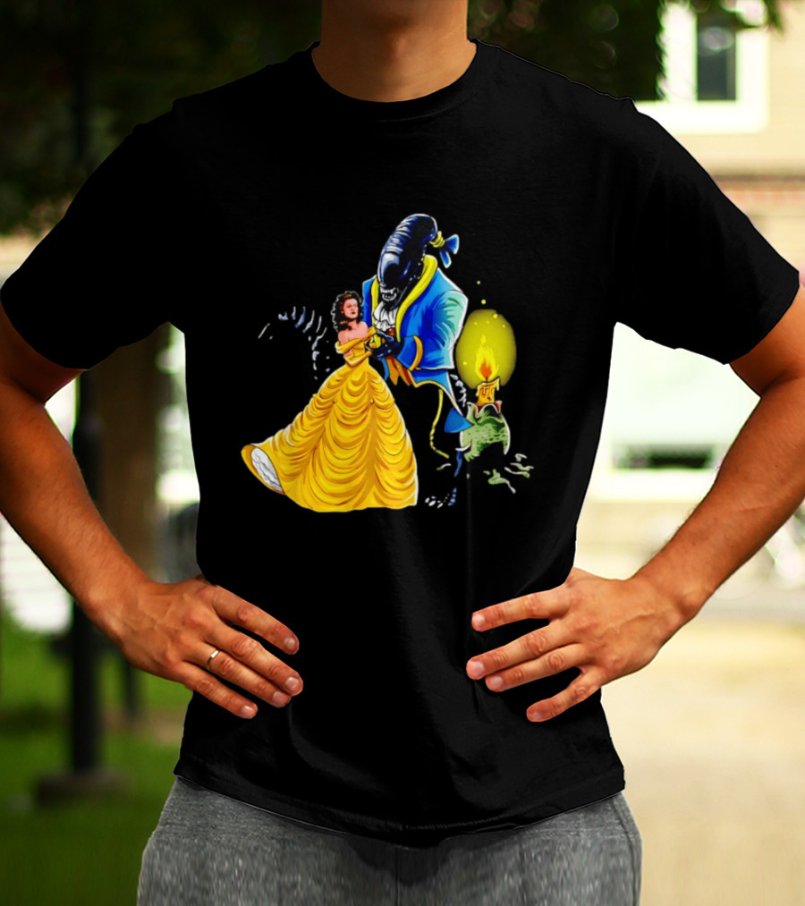 Belle Beauty And The Xenomorph Alien Monster Dance Candelabra T-Shirt