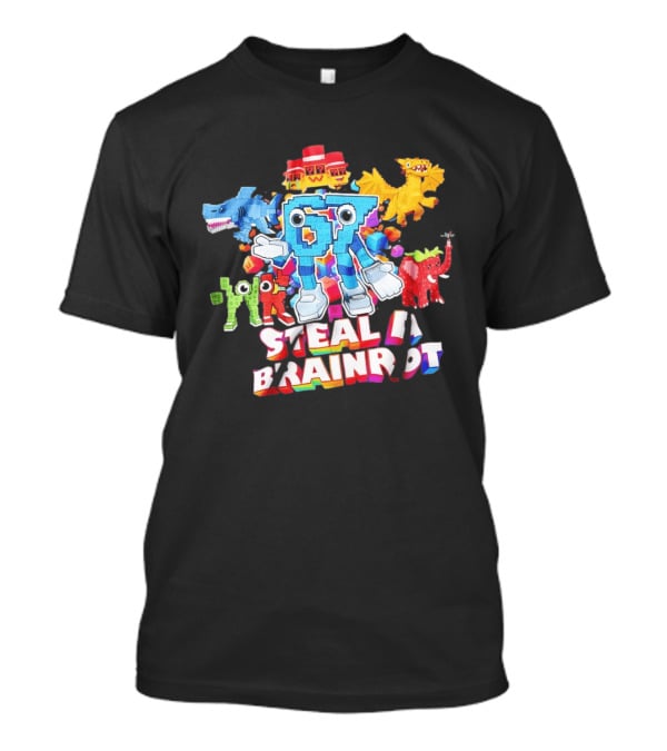 Steal A Brainrot 67 Blocks Colorful Characters T-Shirt