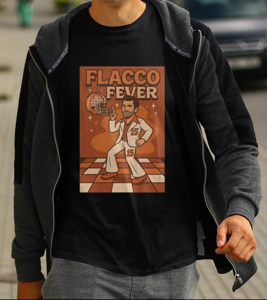 Flacco Fever Cleveland Browns 15 Football Retro Disco T-Shirt