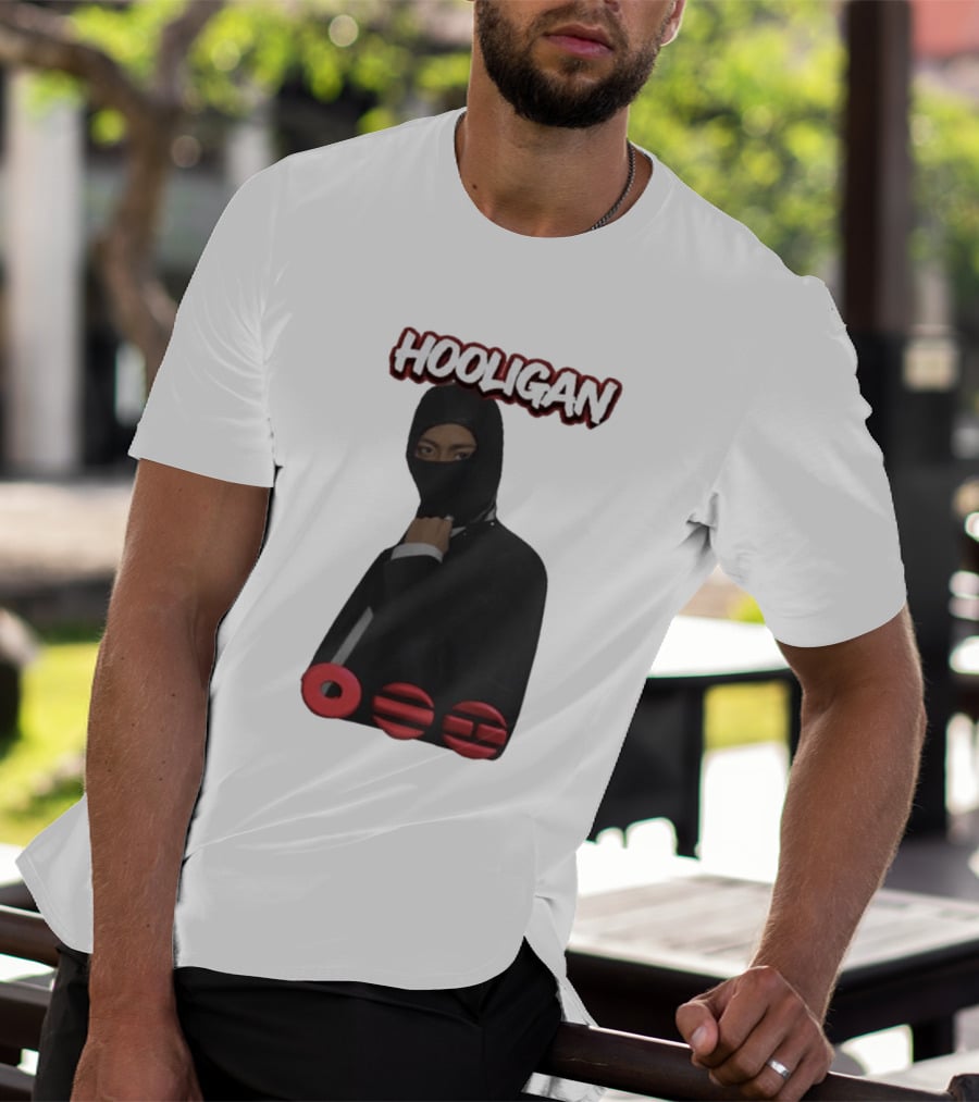 Hooligan Masked Style With BTS Concert Red Accents T-Shirt