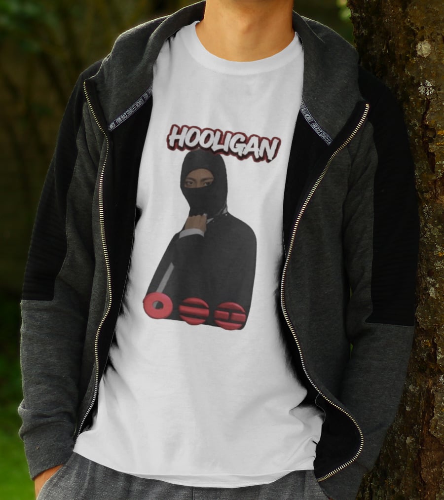 Hooligan Masked Style With BTS Concert Red Accents T-Shirt
