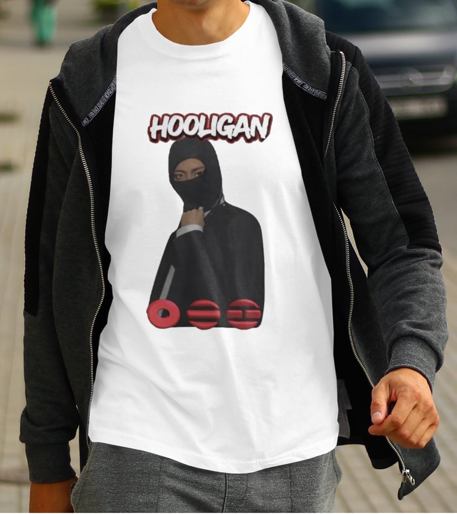 Hooligan Masked Style With BTS Concert Red Accents T-Shirt