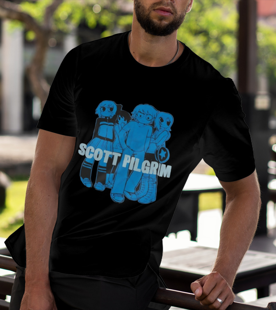 Scott Pilgrim Characters Group Blue T-Shirt