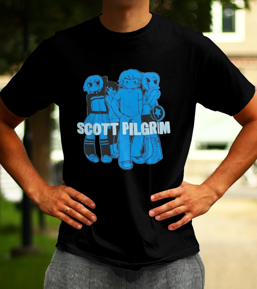 Scott Pilgrim Characters Group Blue T-Shirt