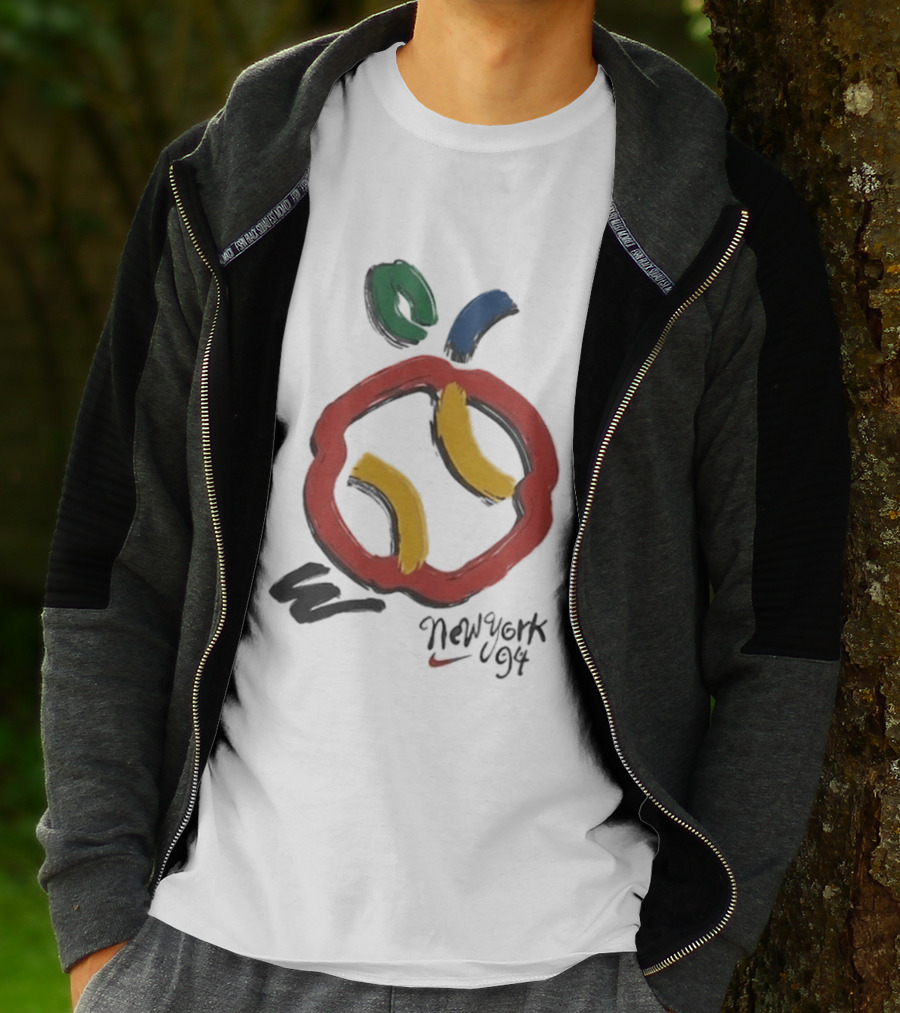 New York 94 Apple With Nike Swoosh And Abstract T-Shirt