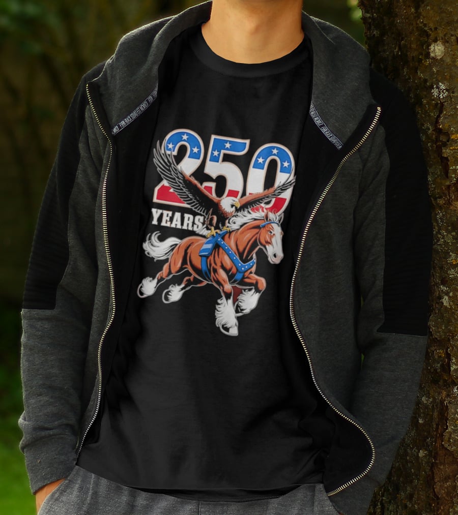 250 Years American Eagle Horse Patriotic Celebration T-Shirt