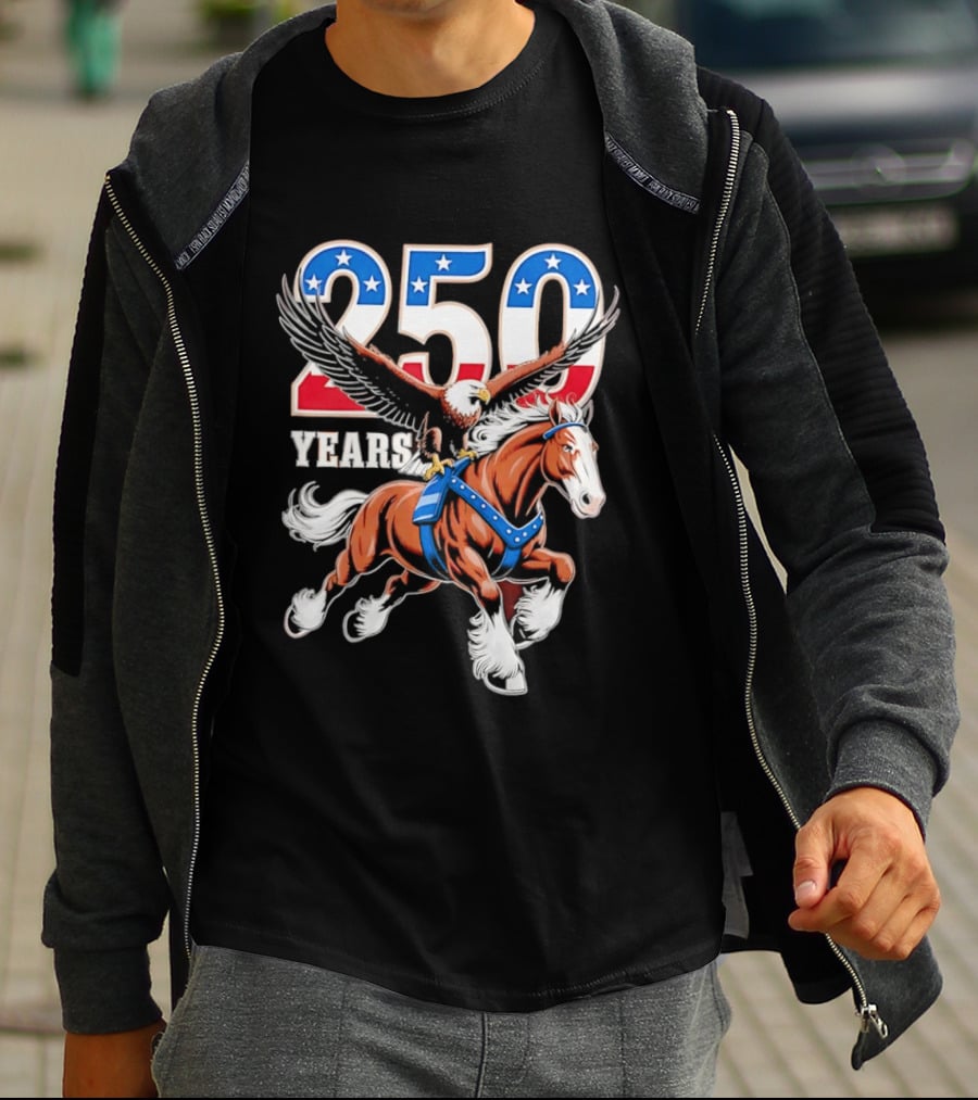 250 Years American Eagle Horse Patriotic Celebration T-Shirt
