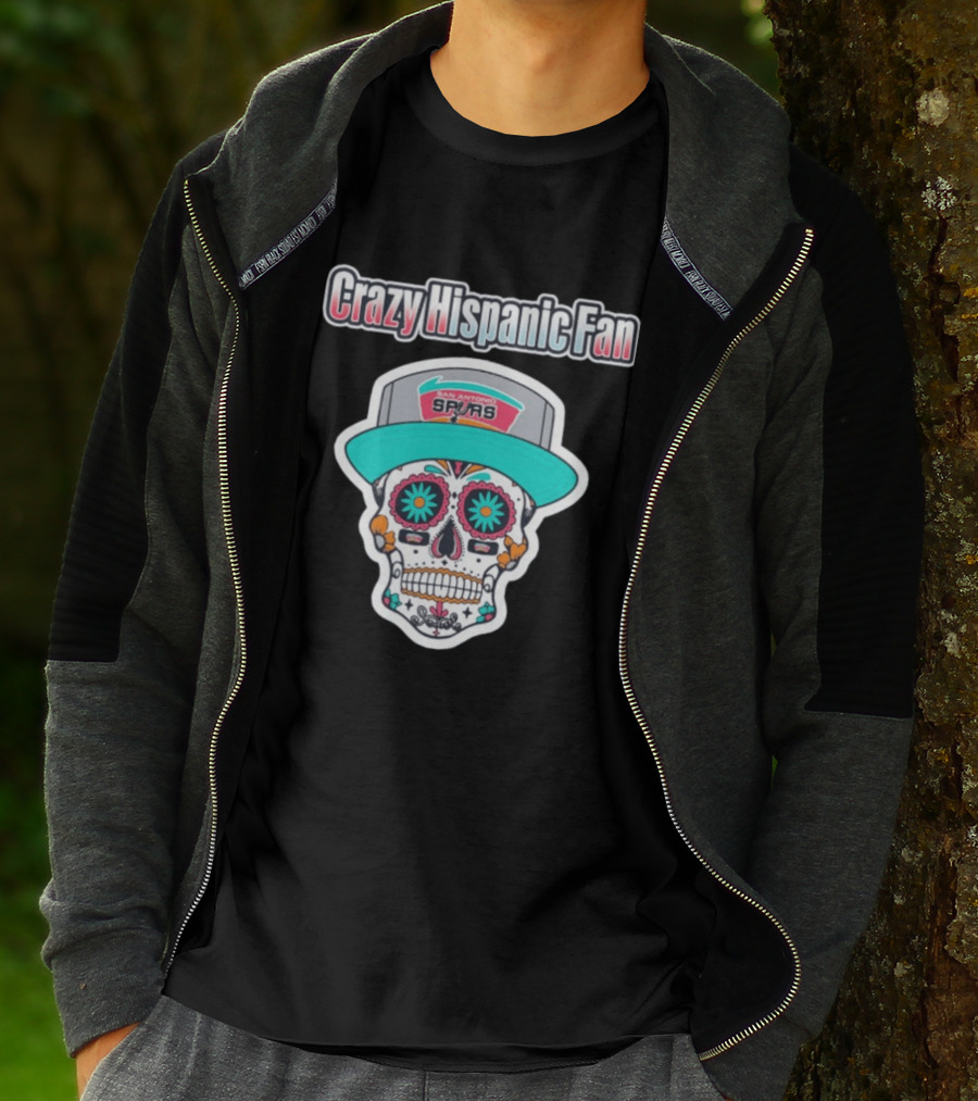 Crazy Hispanic Fan San Antonio Spurs Sugar Skull Hat T-Shirt
