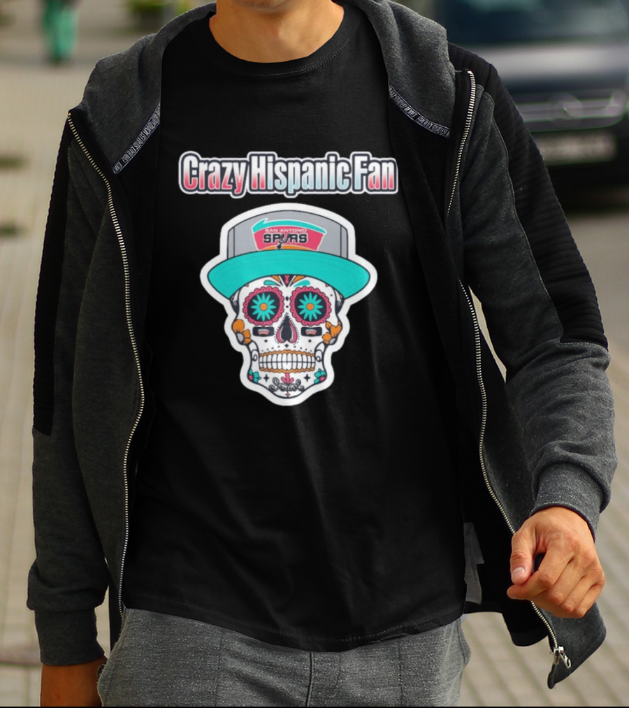 Crazy Hispanic Fan San Antonio Spurs Sugar Skull Hat T-Shirt
