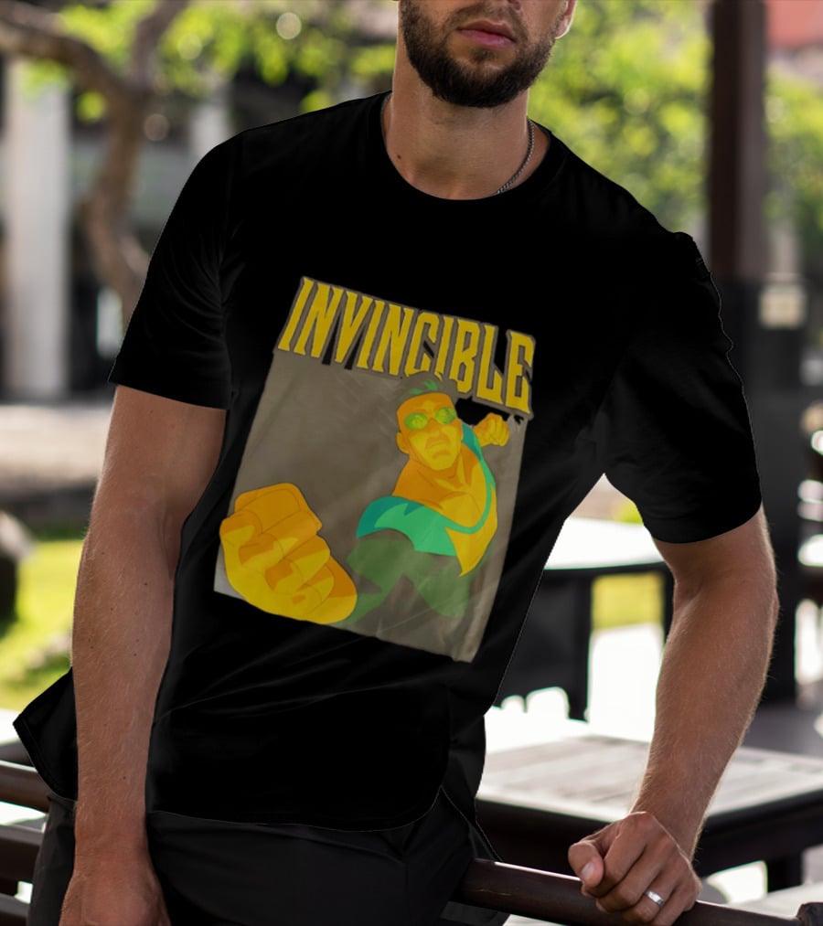 Invincible Superhero Bold Fist Action Pose T-Shirt
