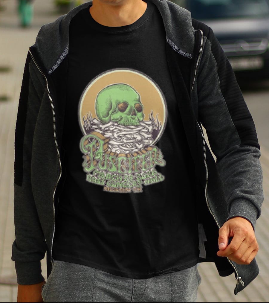 Puscifer March 24 2026 Austin TX Concert With Green Skull T-Shirt