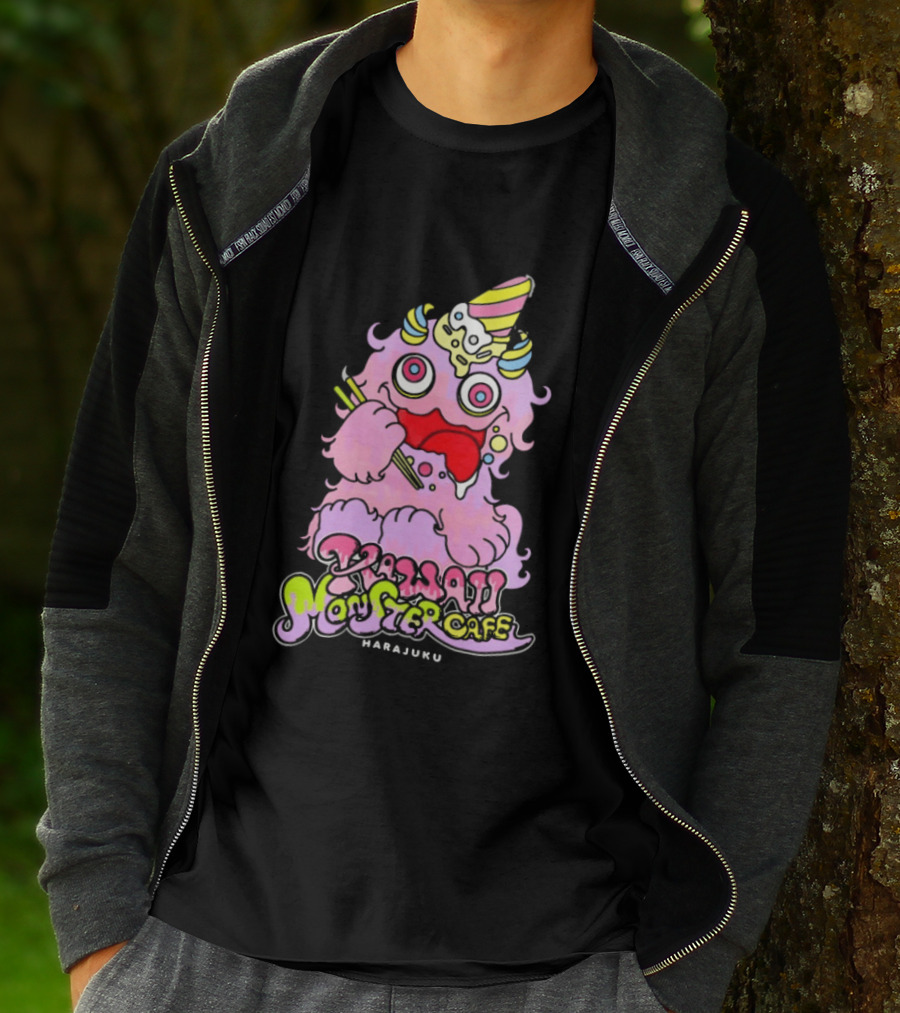 Kawaii Monster Cafe Harajuku Pink Fluffy Creature Fun T-Shirt