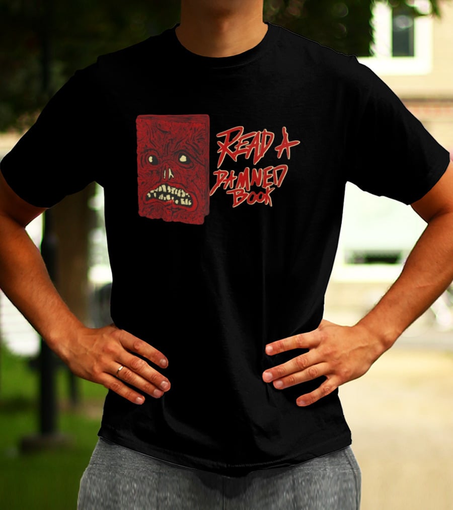 Read A Damned Book Creepy Red Monster Face T-Shirt