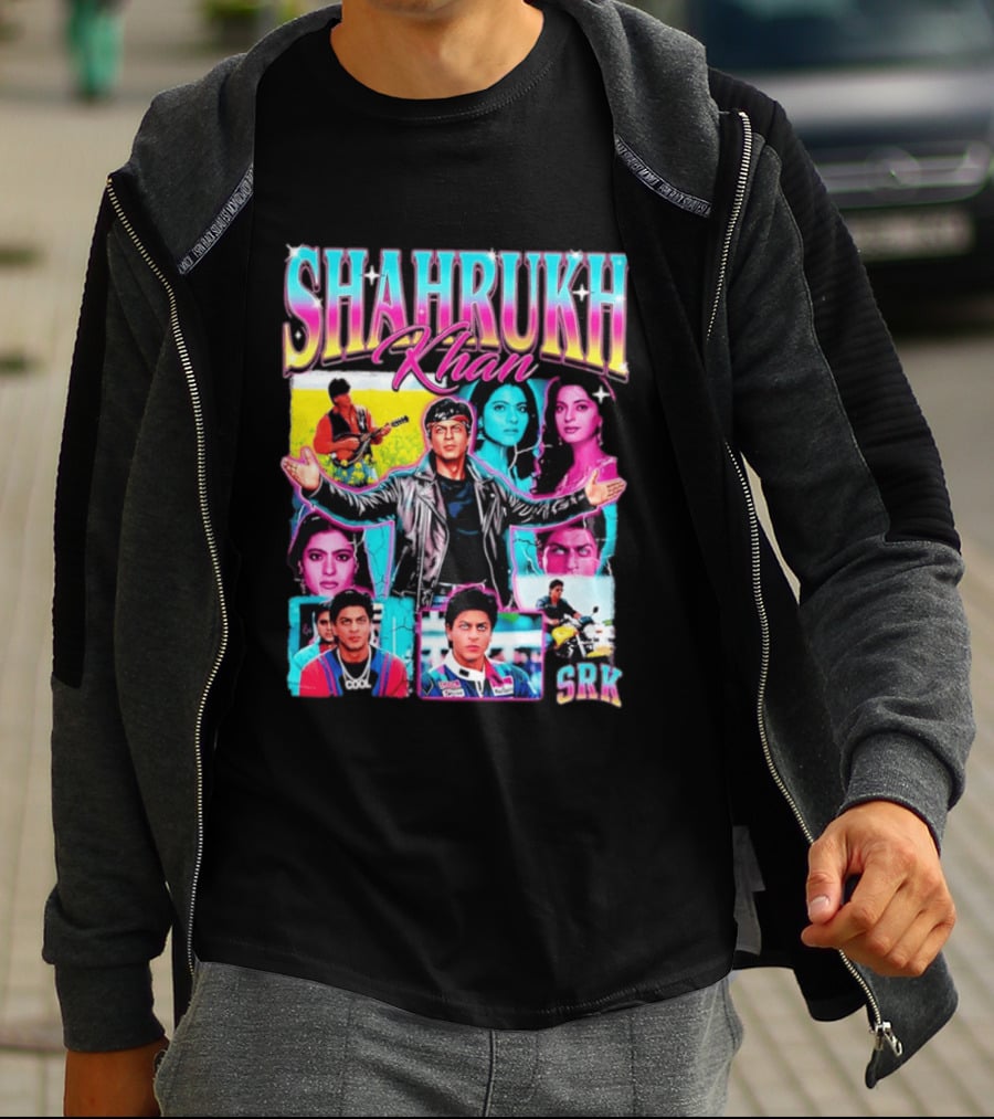 SHAHRUKH KHAN SRK Kajol Juhi Chawla Guitar Motorcycle T-Shirt