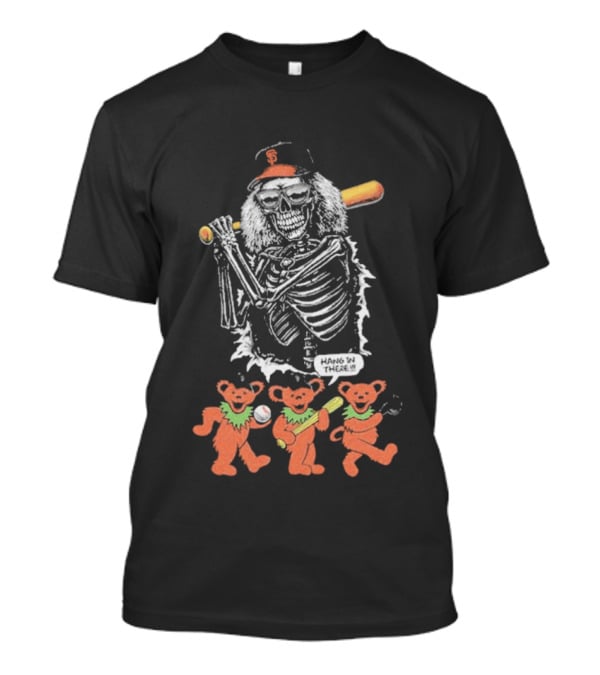 The Skeleton Factory Giant Deadhead With Dancing Bears Baseball T-Shirt