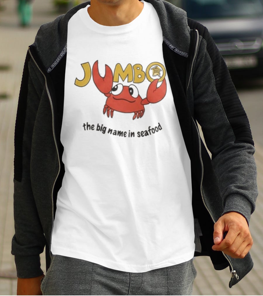 Jumbo The Big Name In Seafood Red Crab Cartoon T-Shirt