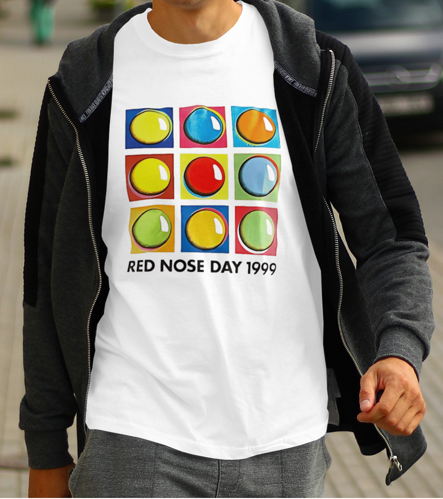 Red Nose Day 1999 Colorful Circular Pop Art Squares T-Shirt