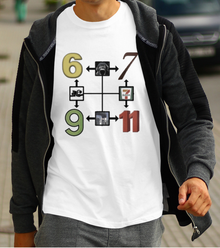 Six Seven Nine Eleven Numbers With Arrows T-Shirt