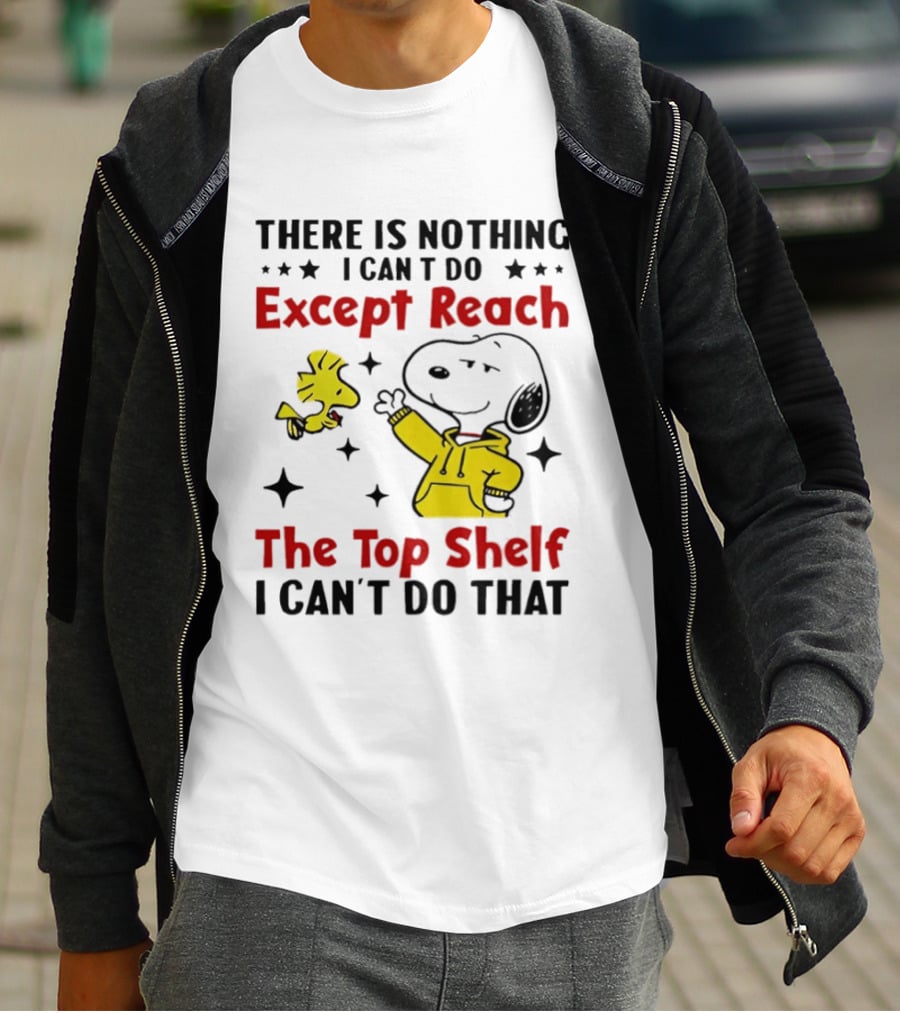 Snoopy Nothing I Can't Do Except Reach Top Shelf Peanuts Woodstock T-Shirt