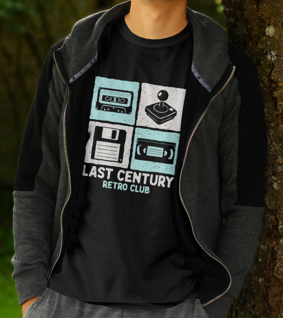 Last Century Retro Club Cassette Tape Joystick Floppy Disk Video Tape T-Shirt