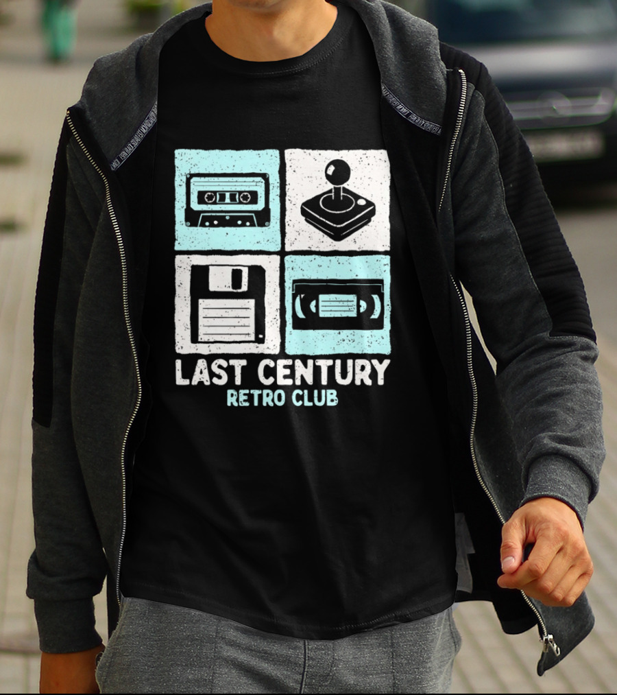 Last Century Retro Club Cassette Tape Joystick Floppy Disk Video Tape T-Shirt