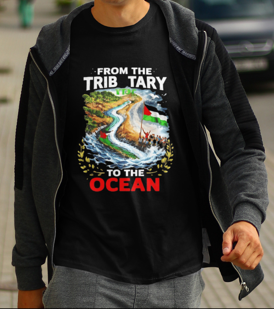 From The Tributary To The Ocean Journey With Flag And River T-Shirt