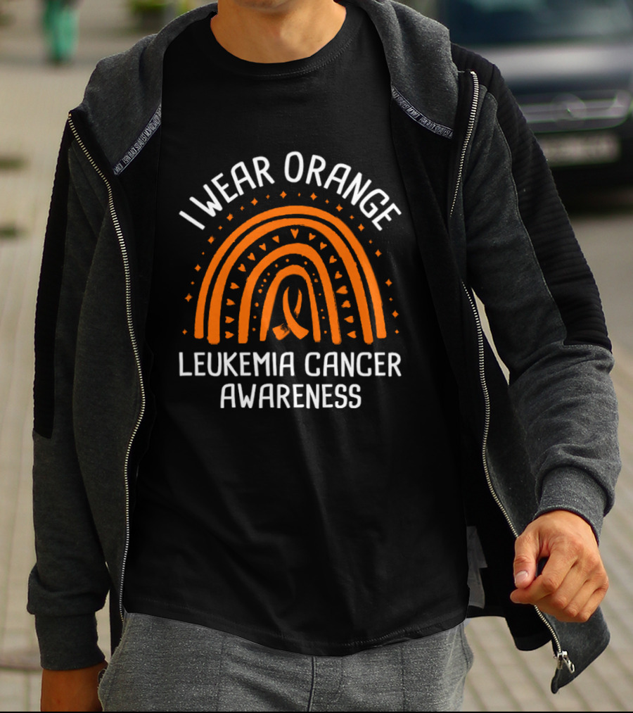 I Wear Orange Leukemia Cancer Awareness Orange Ribbon T-Shirt