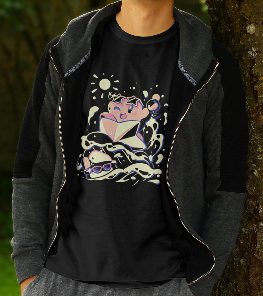 Kirby Ride The Wave Star Sunglasses And Surf Adventure T-Shirt