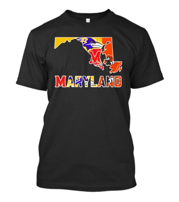 Maryland Ravens Terps State Map Sports Team Collage T-Shirt