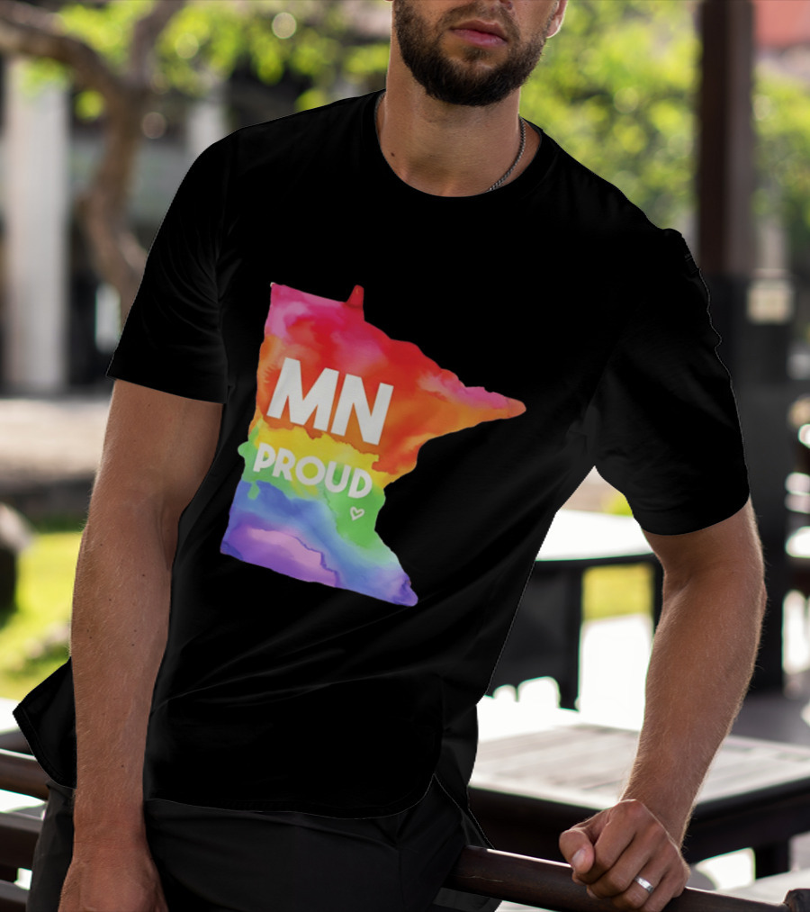 MN Proud Rainbow Heart Minnesota Map T-Shirt