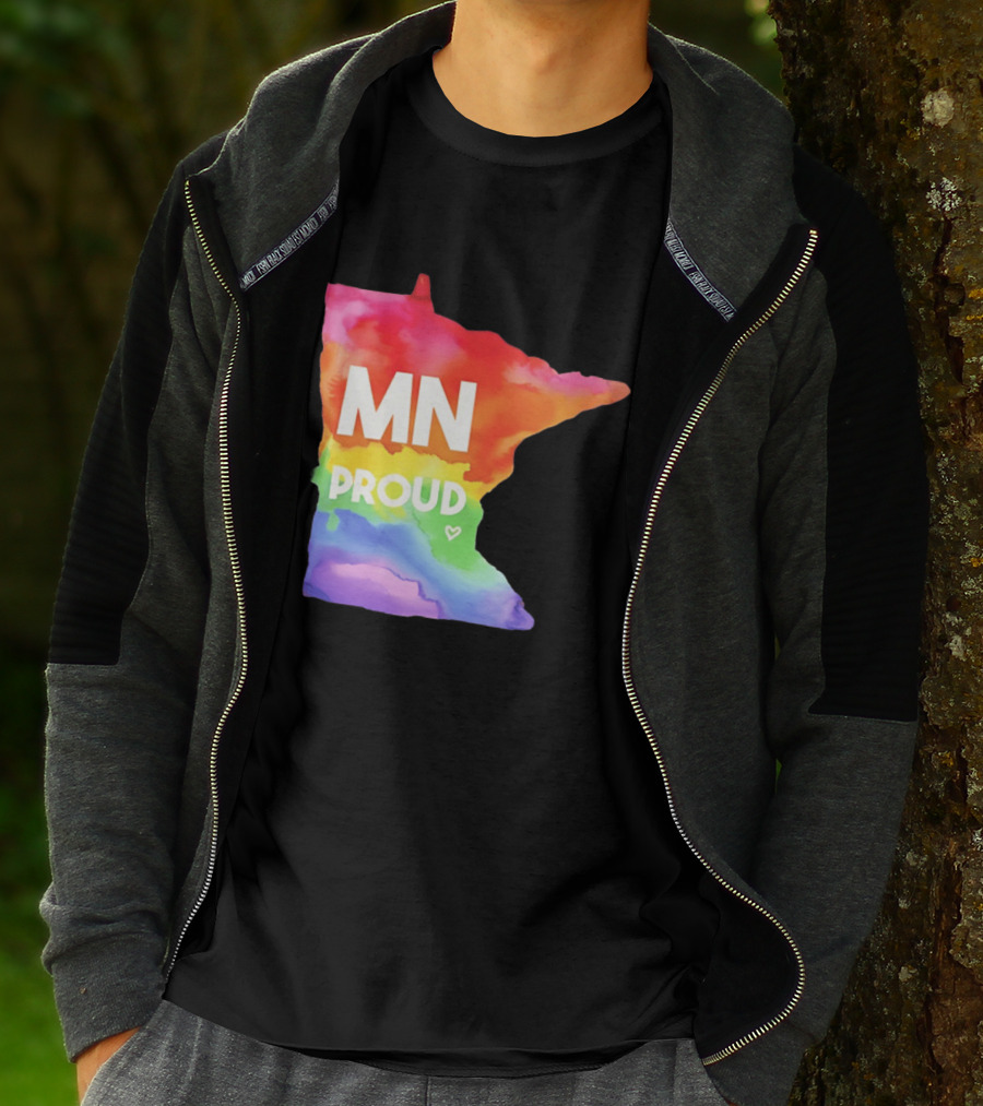 MN Proud Rainbow Heart Minnesota Map T-Shirt