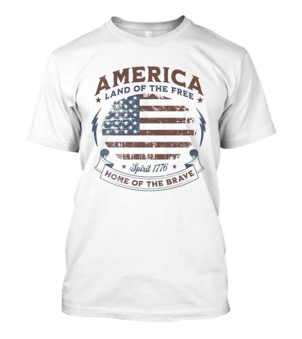 America Land Of The Free Home Of The Brave Spirit 1776 Flag Celebration T-Shirt