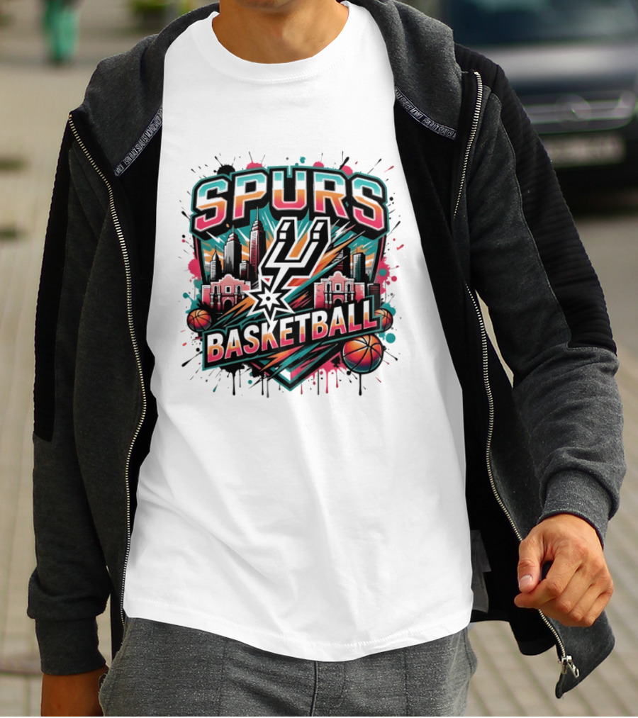 San Antonio Spurs Fiesta Skyline Basketball T-Shirt