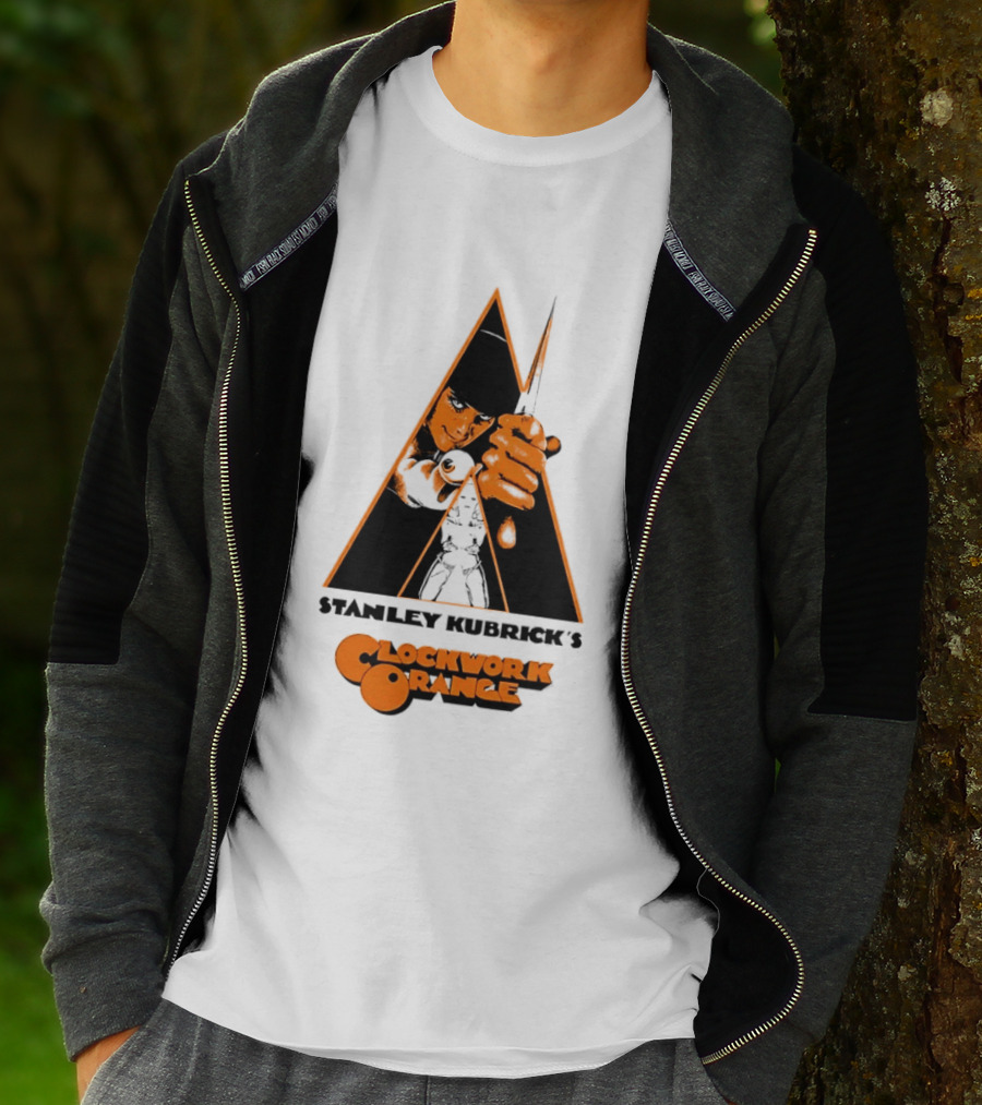 Work Orange Stanley Kubrick Iconic Image With Knife And Triangle T-Shirt