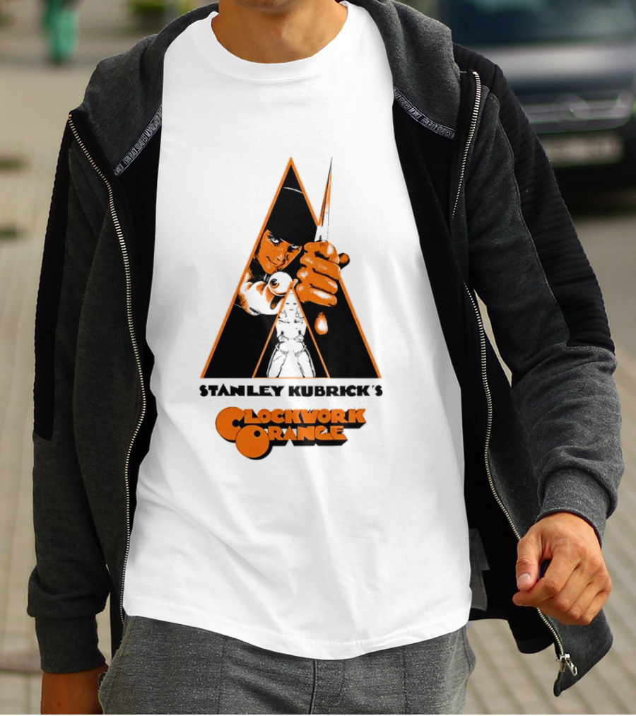 Work Orange Stanley Kubrick Iconic Image With Knife And Triangle T-Shirt