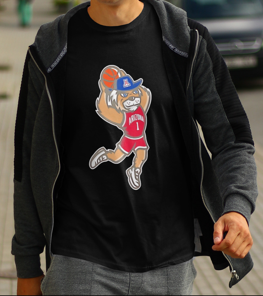 Arizona Wildcats Wilbur Mascot Dunking Basketball Animation T-Shirt