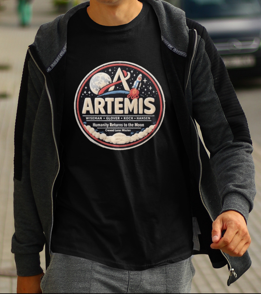Artemis 2 Mission Faux Lunar Patch NASA T-Shirt