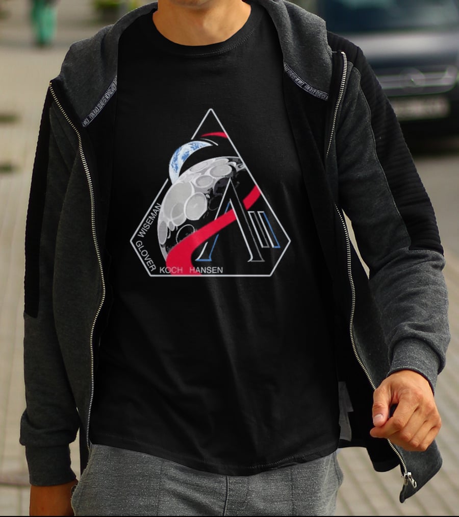 Artemis II Mission Wiseman Glover Koch Hansen Patch T-Shirt