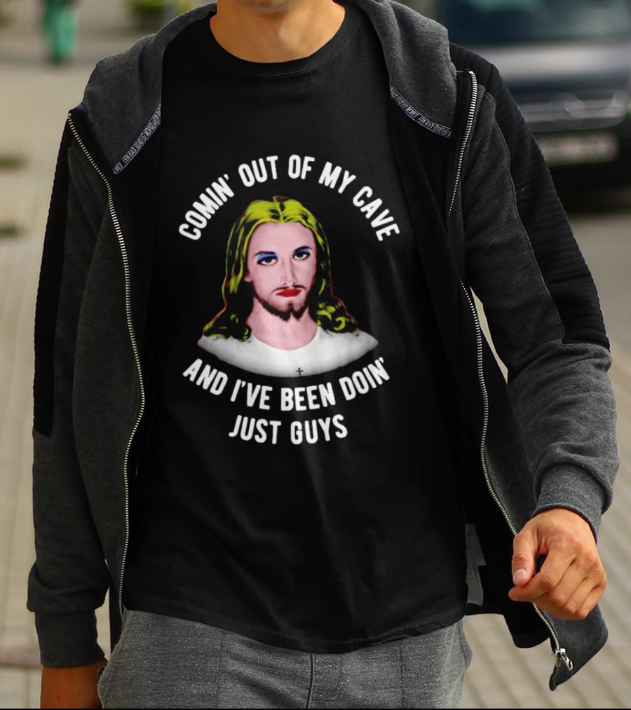 Comin' Out Of My Cave And I've Been Doin' Just Guys Retro Jesus T-Shirt