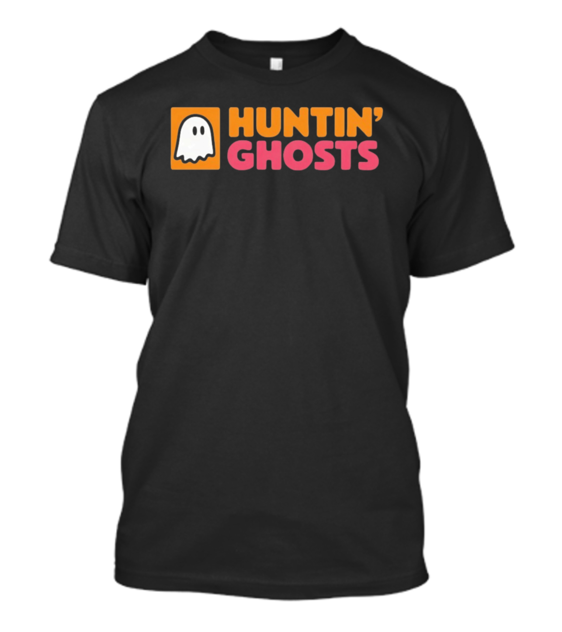 Huntin' Ghosts Halloween White Ghost Icon On Orange T-Shirt