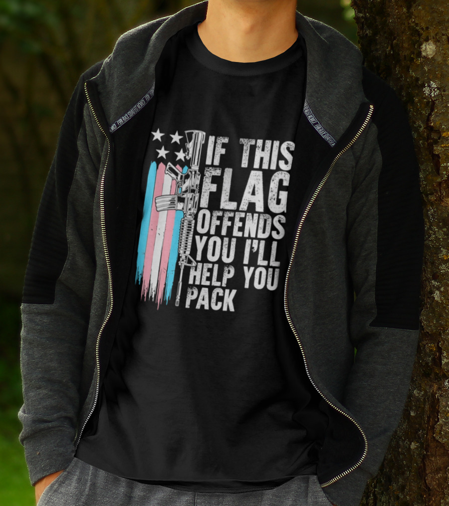 If This Flag Offends You I'll Help You Pack Transgender Pride Flag Rifle T-Shirt