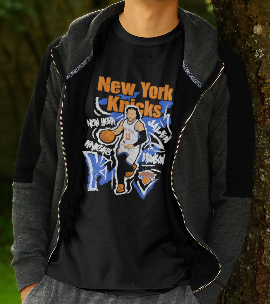 New York Knicks Jalen Brunson 11 Basketball NBA Player Cartoon T-Shirt