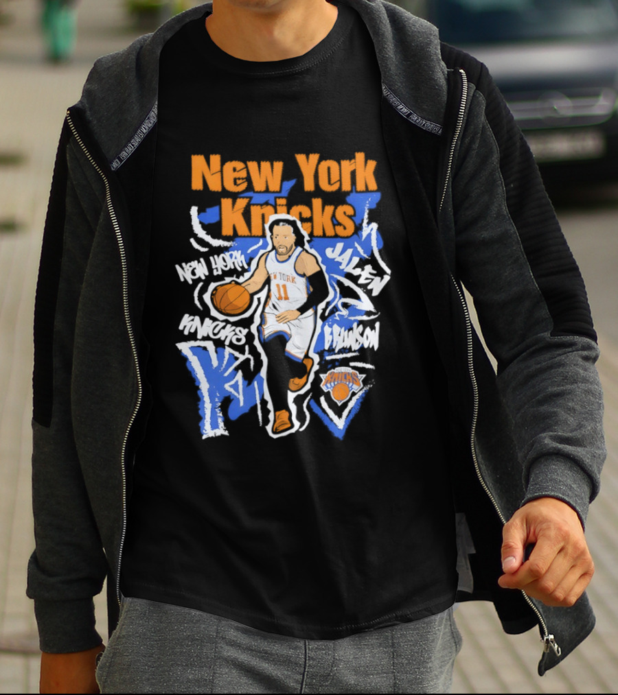 New York Knicks Jalen Brunson 11 Basketball NBA Player Cartoon T-Shirt