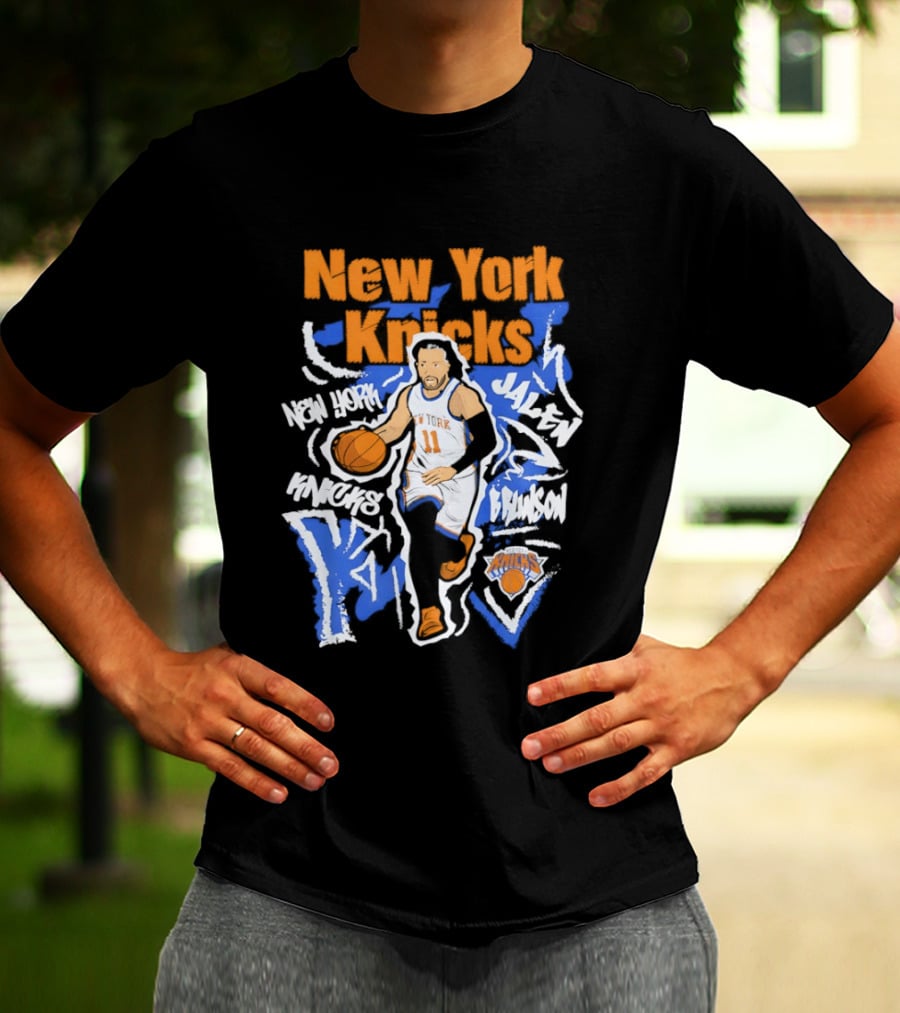 New York Knicks Jalen Brunson 11 Basketball NBA Player Cartoon T-Shirt