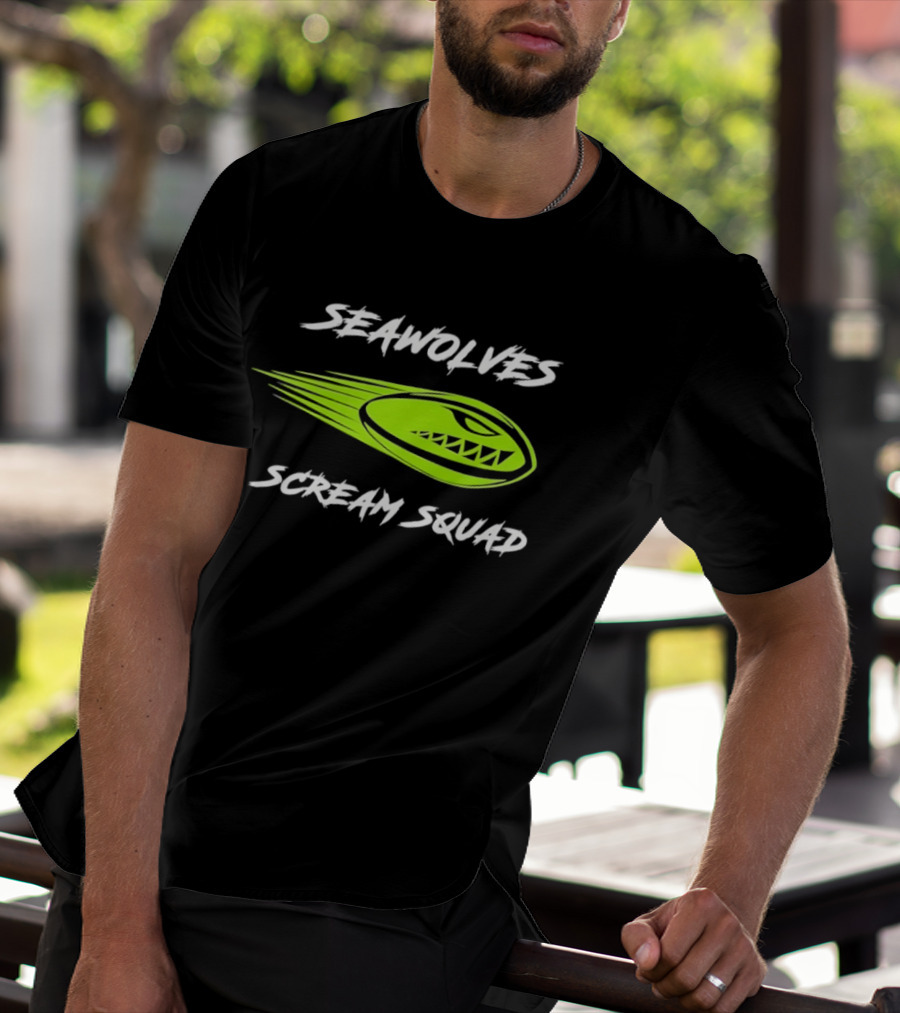 Seawolves Scream Squad Rugby Branding Lime Green Fierce T-Shirt