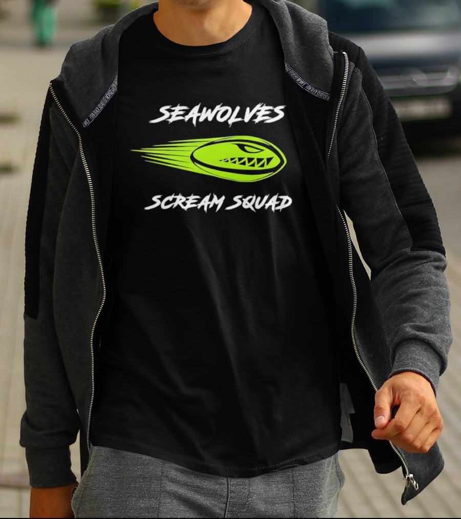 Seawolves Scream Squad Rugby Branding Lime Green Fierce T-Shirt
