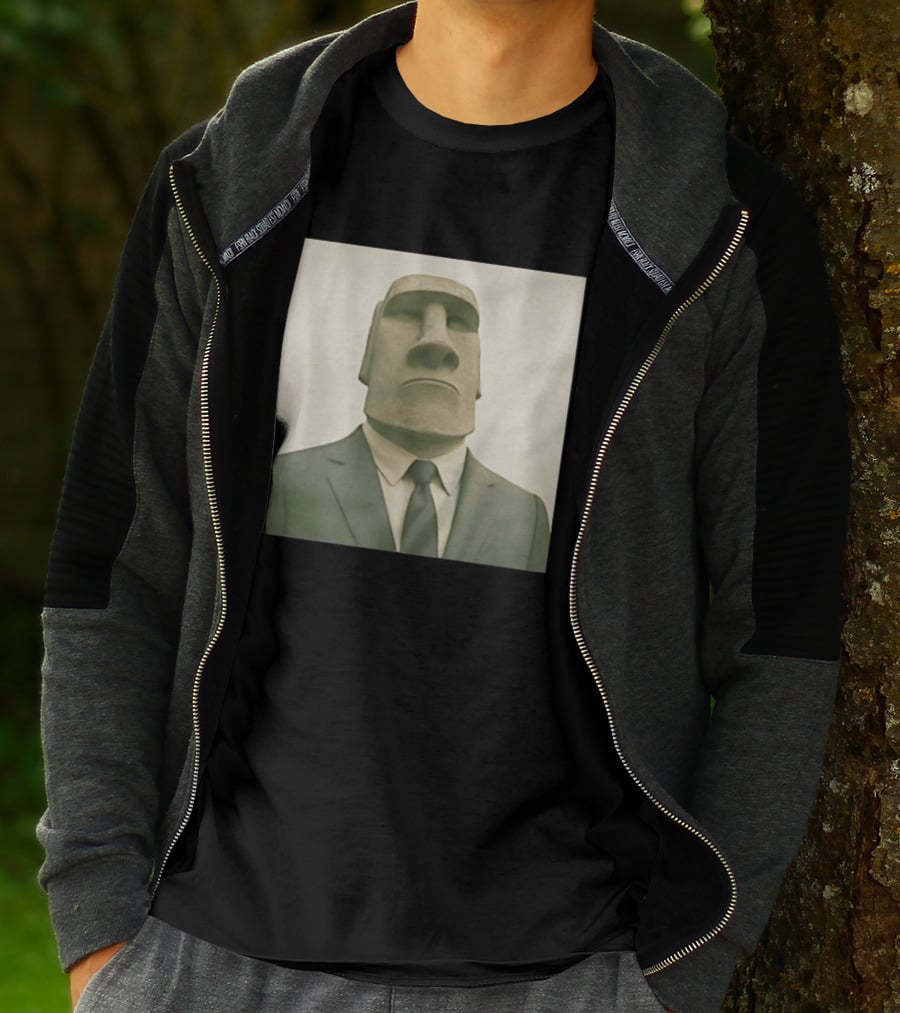 Moai Statue Wearing Business Suit T-Shirt