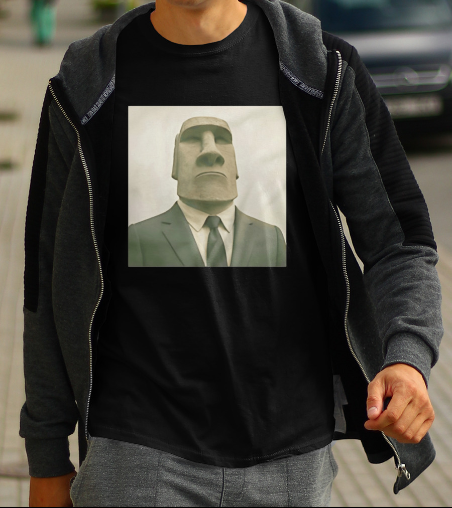 Moai Statue Wearing Business Suit T-Shirt