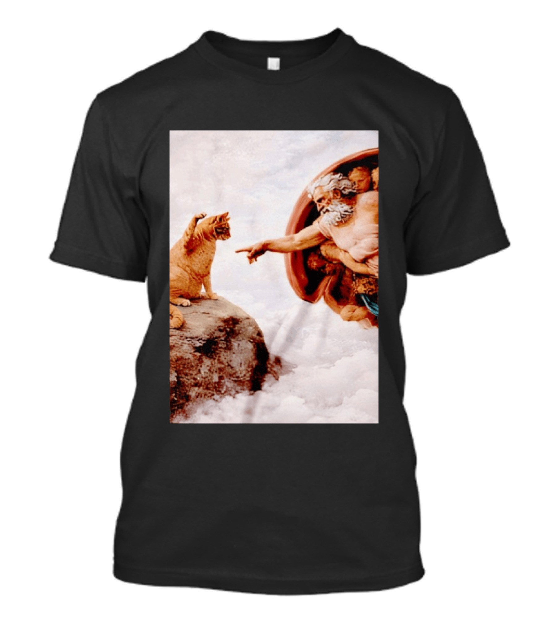 The Creation Of Cat Michelangelo Parody Cats Touching Paws T-Shirt