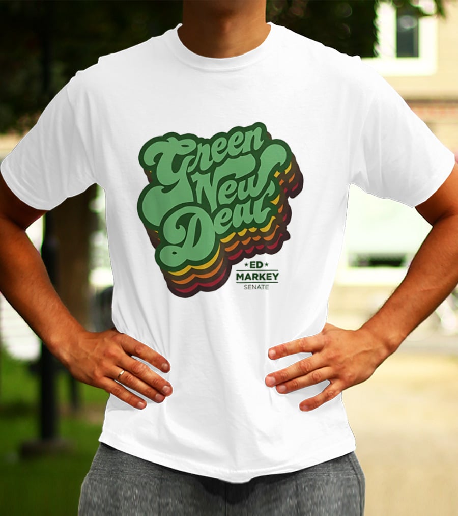 Green New Deal Ed Markey Senate Retro Font T-Shirt